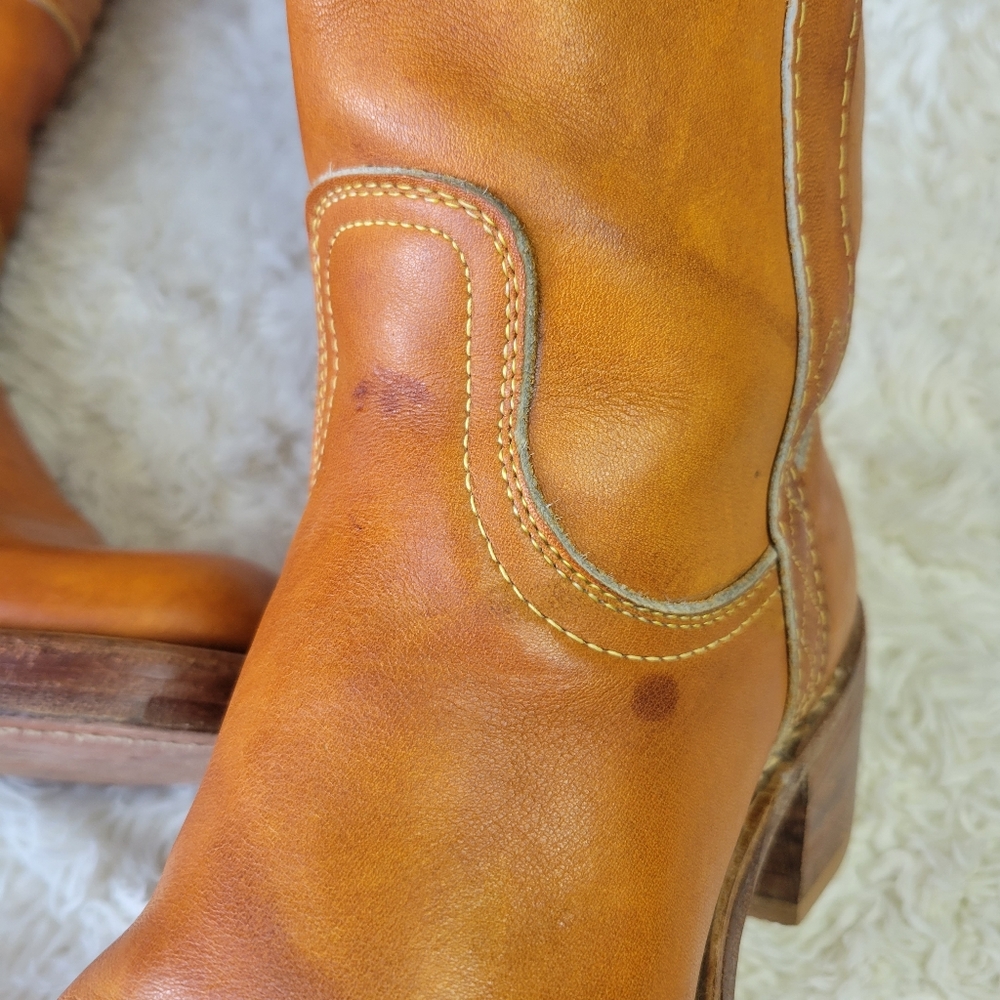 FRYE RARE Vintage Black Label Campus Stitching Horse Knee High Western Boots 7 - Picture 11 of 17